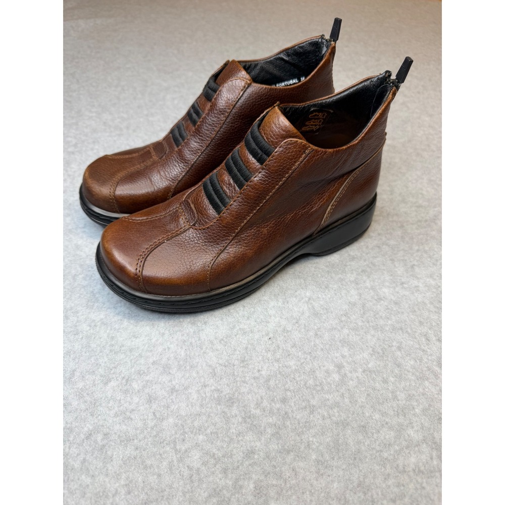 Dansko Brown Pebbled Leather Back Zip Ankle Boots Portugal Womens 36